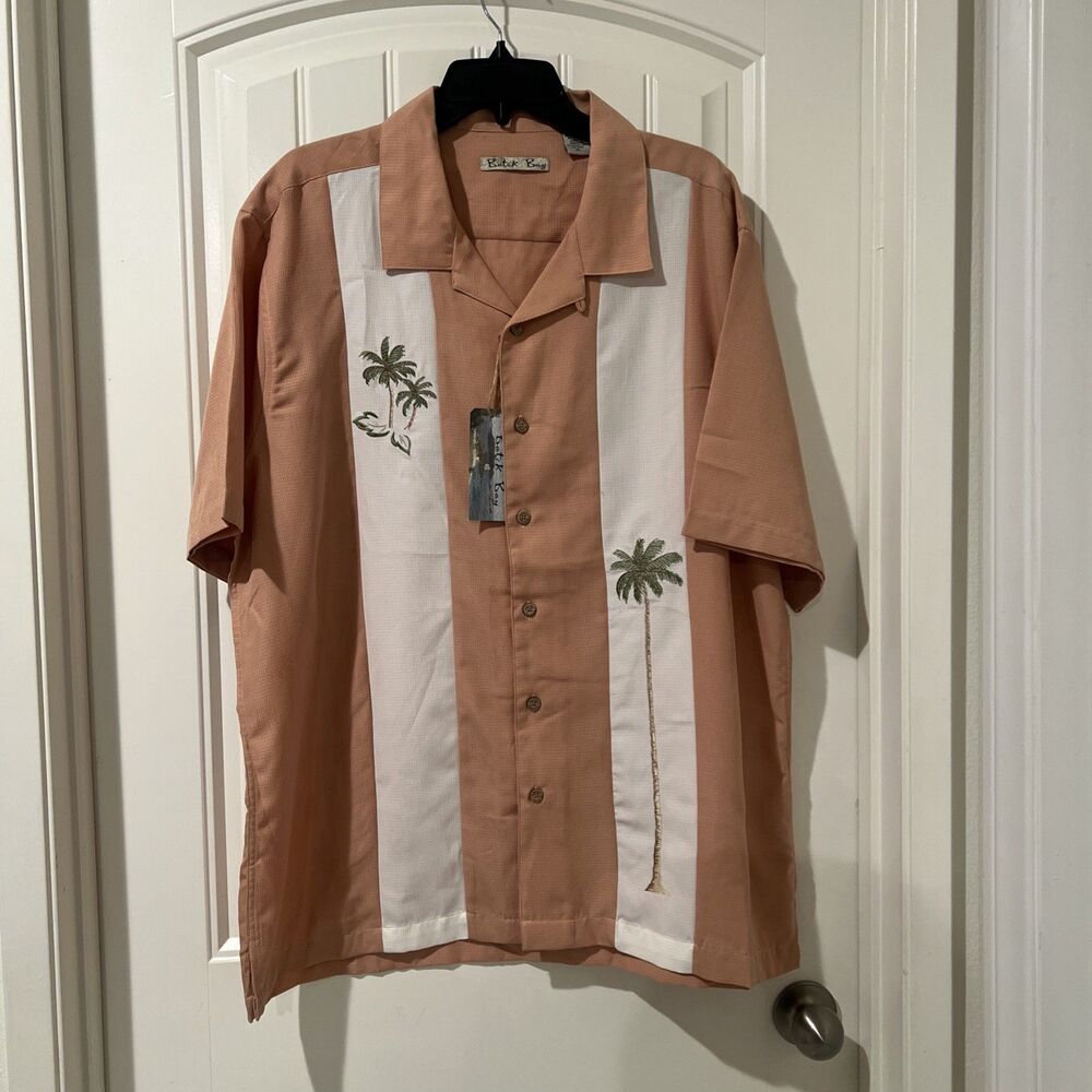 Batik Bay Hawaiian Shirt Short Sleeve Grandpa Core Bowling Style Coral Size XL